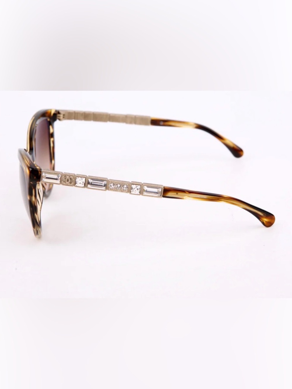 Chanel made in Italy Swarovski Crystal-Accented Tortoiseshell Eyeglass Temples